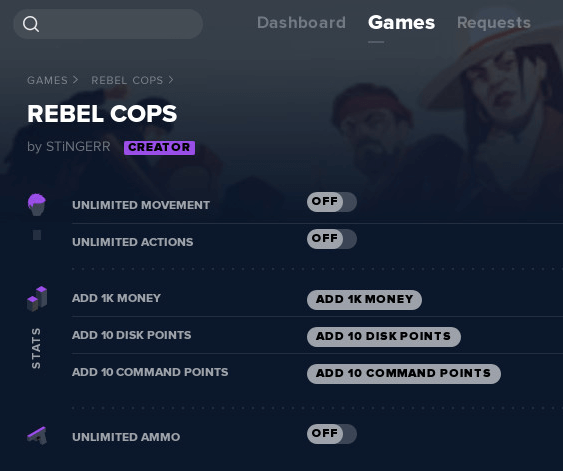 чит коды Мятежные копы (Rebel Cops)